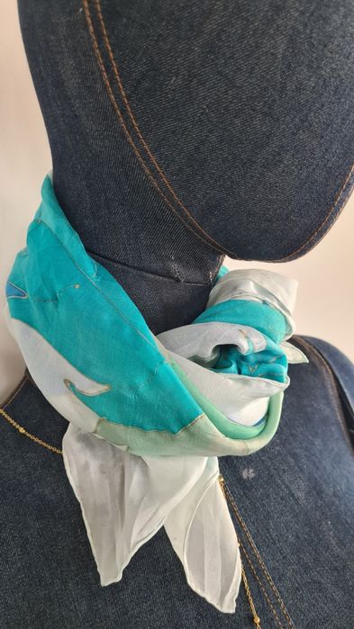Chusta Apaszka Gawroszka Szal Poszetka. 100% Jedwab Silk. Kwadratowa.