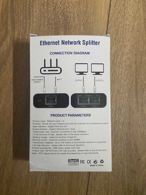 Ethernet Splitter 1 a 2 1000Mbps