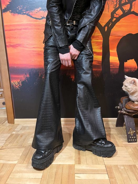 Pants Flared Black Python | Клеш штаны кожа питона