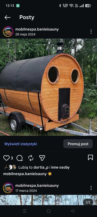 Sauna mobilna, na przyczepce, balia jacuzzi mobilne