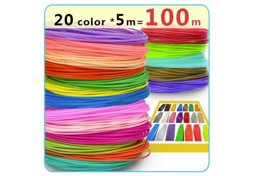 PLA пластик для 3D ручки 100м, 20 цветов, 1,75мм, запаска 3D нитка