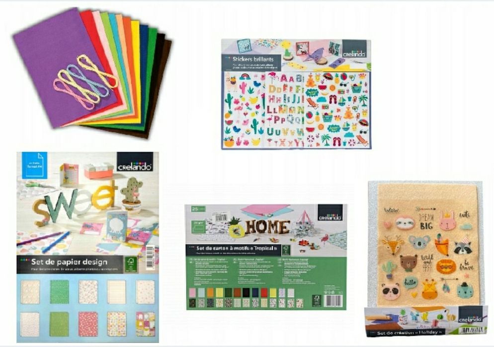 CRELANDO Zestaw Kreatywny SCRAPBOOKING+Naklejki+Wyszywanki, 322 el.