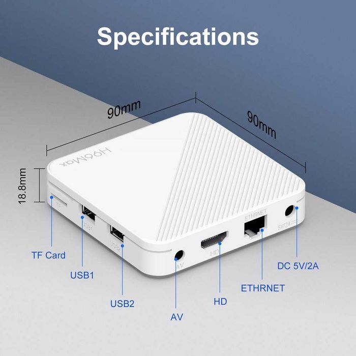 Налаштована Смарт ТВ приставка H96 Max H313 2/16 GB Android TV 14 з Bluetooth-пультом та голосовим пошуком + YouTube без реклами | ТВ канали | Фільми