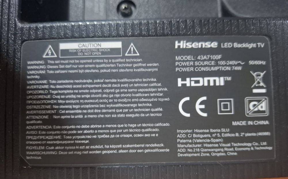 Hisense 2021 43" polegadas - Peças 20€ até Domingo ao 12h