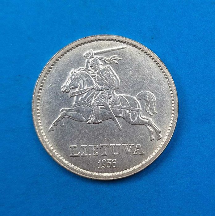 Litwa 10 litów 1936, Witold Wielki, bardzo dobry stan, srebro 0,750