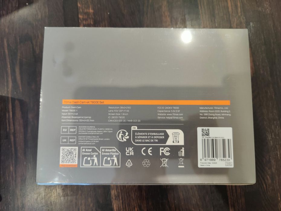 Відеореєстратор 70mai Dash Cam 4K T800e + rear cam rc 21 + sd card 64