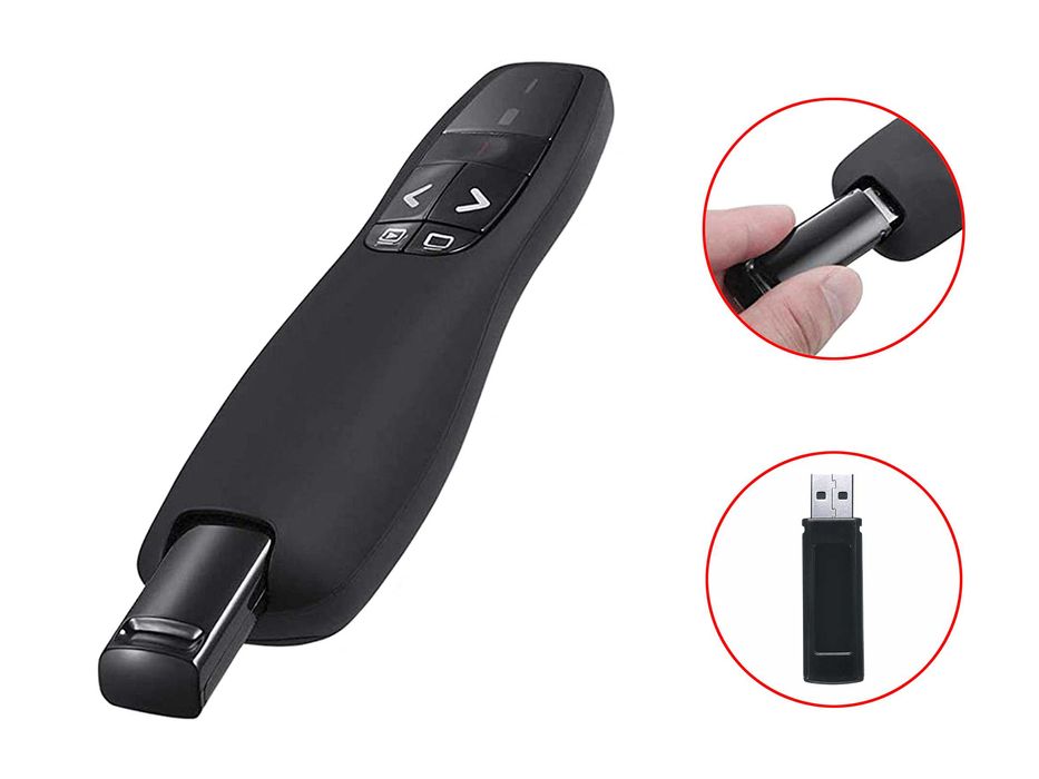 Apresentador PowerPoint sem fio Ponteiro Laser R400 2.4Ghz USB