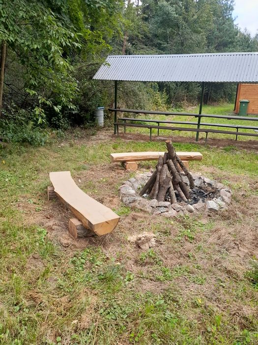 Ławki ogniskowe ogrodowe dębowe