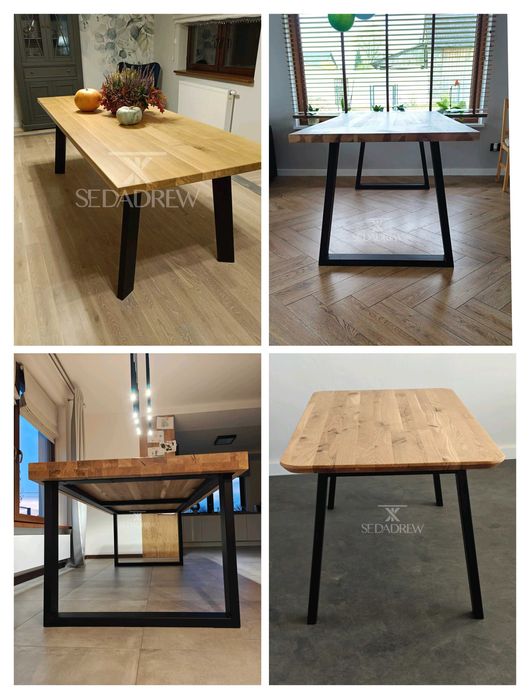Stoły stoliki drewniane dębowe loft rozkładane blat lite drewno