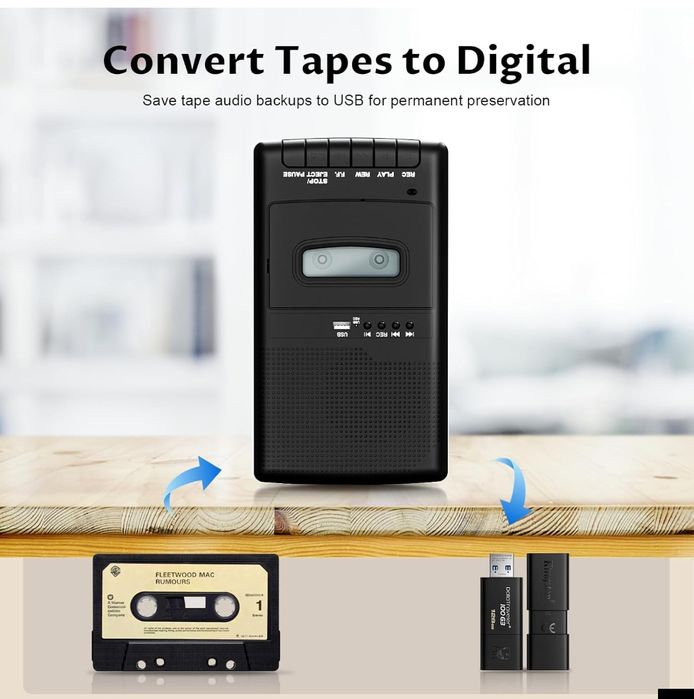 Касетний магнітофон T300-DE-S з USB та цифровим записом