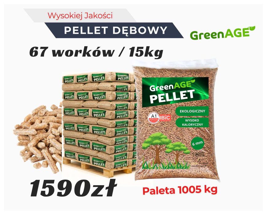 Ekologiczny PELLET Drzewny - Dębowy od producenta Worki 15 KG - 1005KG