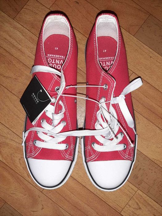 Мужские низкие кеды, полукеды. Красные. House Brand