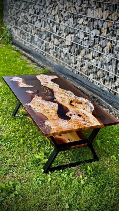 Stół rozkładany lite drewno żywica loft salon