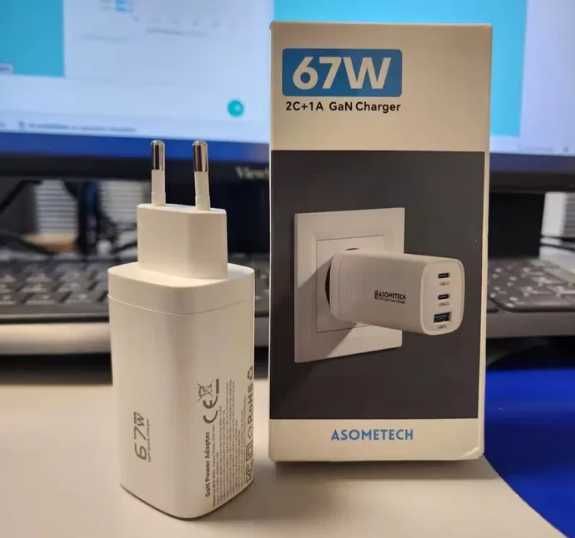 ASOMETECH 67 W GaN Charger 2C+1A зарядний пристрій PPS PD QC 4.0