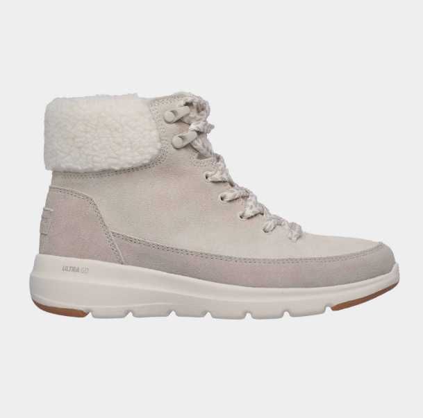 Жіночі черевики skechers / теплі бежеві черевики