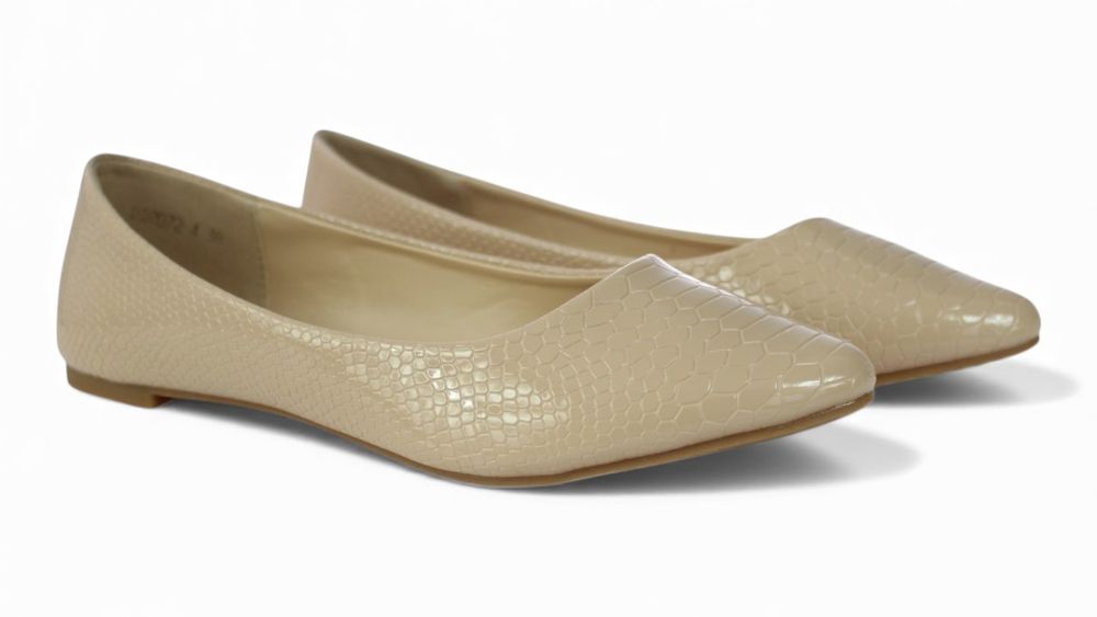 Baleriny damskie płaski obcas casualowe beżowe balerinki 6489 rozm. 41