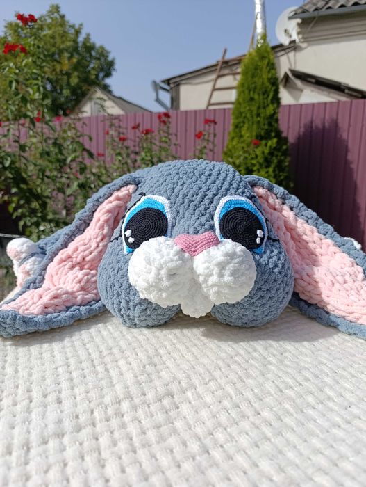 Дитяча подушка іграшка зайка ручної роботи