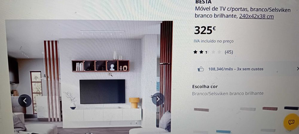 Móvel tv  branco lacado semi brilhante