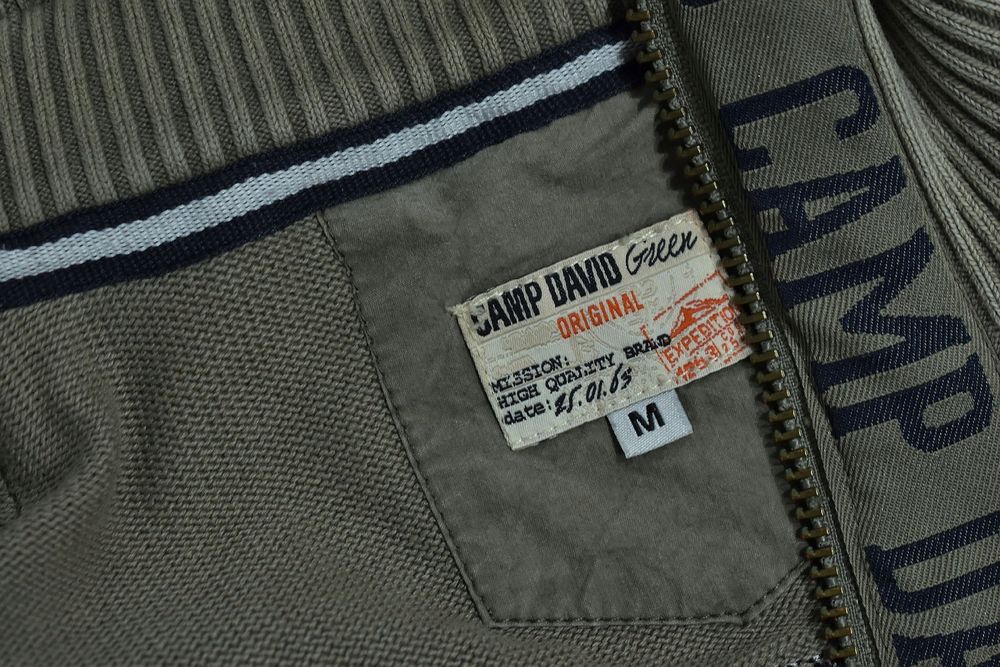 Camp David Bawełniany Rozpinany Sweter Męski Wash Effect M