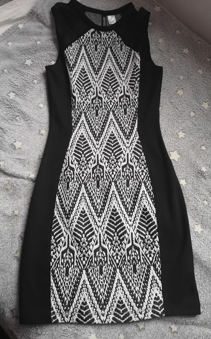 sukienka h&m 36 czarno biała