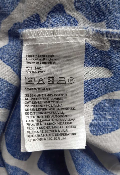 Платье в принт кораллы с длинными рукавами из смесевого льна лён h&m