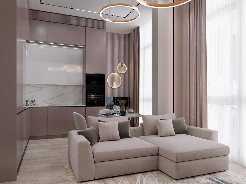 ЖК Файна Таун. Квартира з панорамними вікнами 44.8 кв.м. Стелі 3.6 м