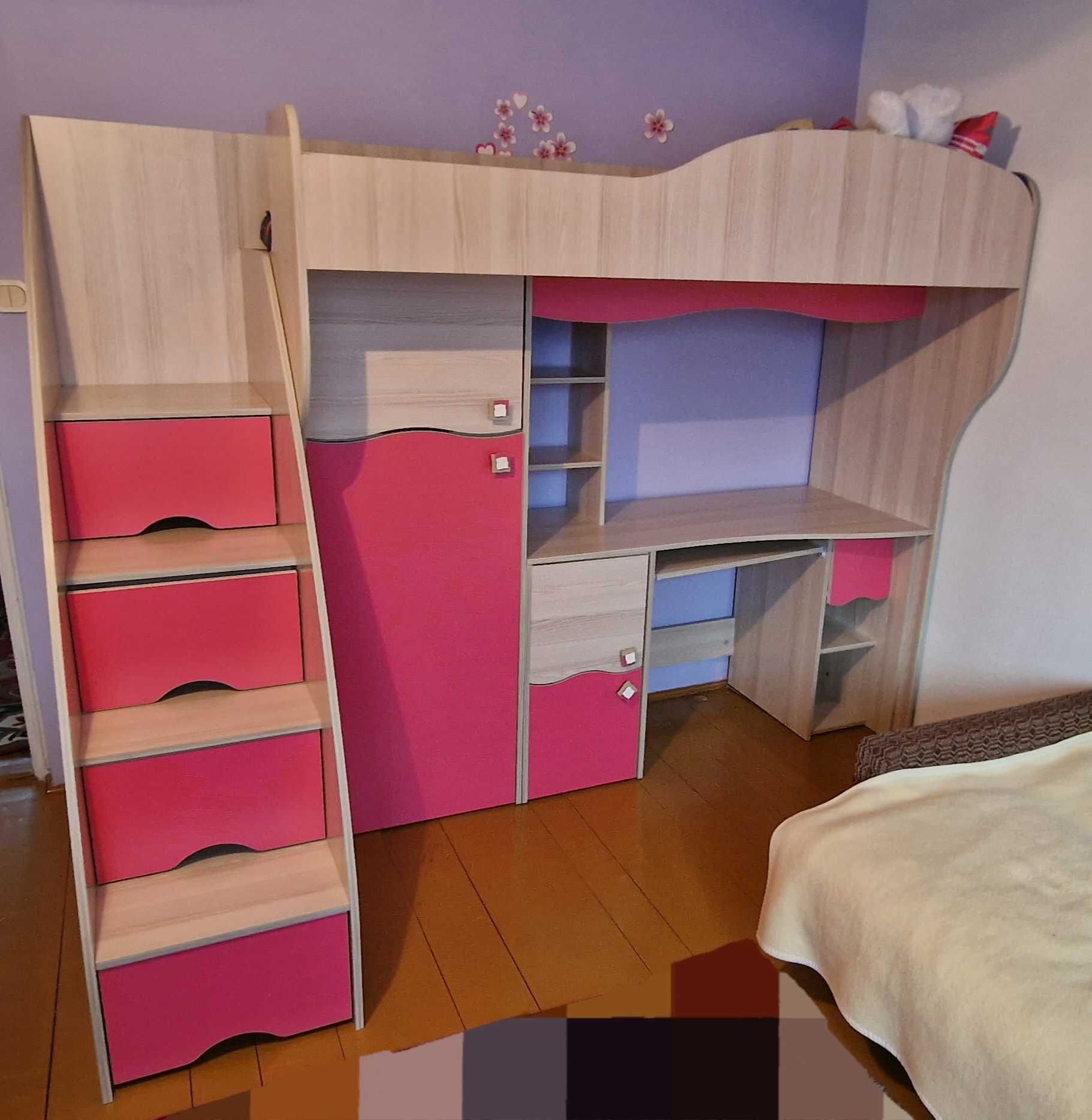 Łóżko piętrowe z biurkiem i szafkami (dla dziewczynki) Polecam Dębe Wielkie  • OLX.pl