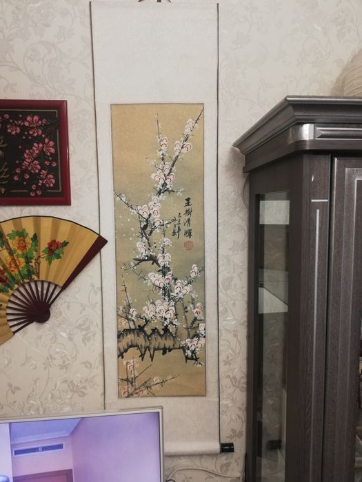 Пано,тушь, акварель, Япония, винтаж. 1970 - 1990 г. г.