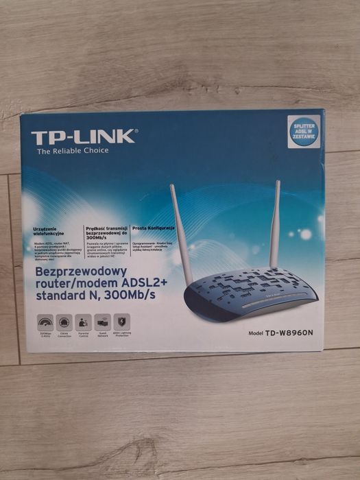 Router modem TP-Link TD-W8960N ADSL2+ WiFi 300 Mb/s | Komplet + pudełk