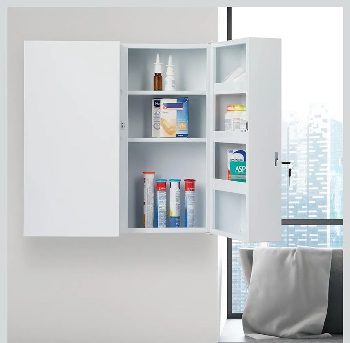 Relaxdays Szafka medyczna XXL, 2-drzwiowa szafka na leki, stal