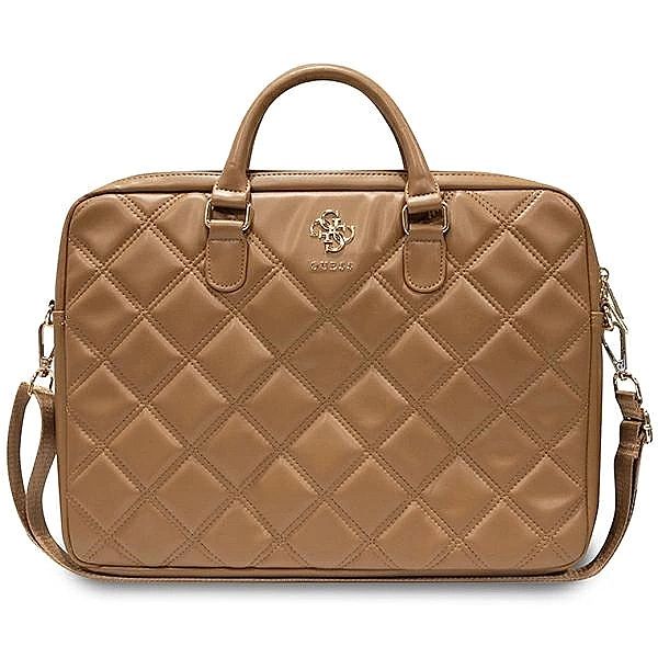 Torba Guess Quilted 4G na laptopa 16" - brązowa