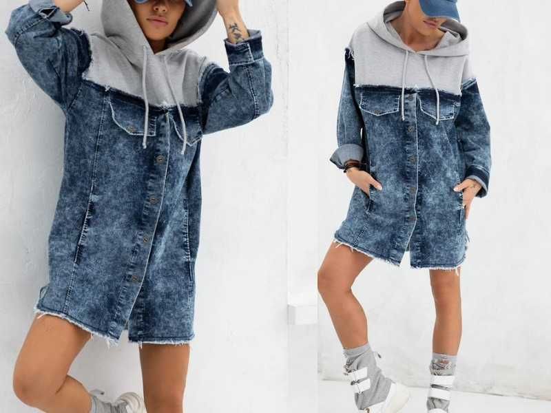 CloGo Poland  nowa bluza sukienka łączone materiały M-L