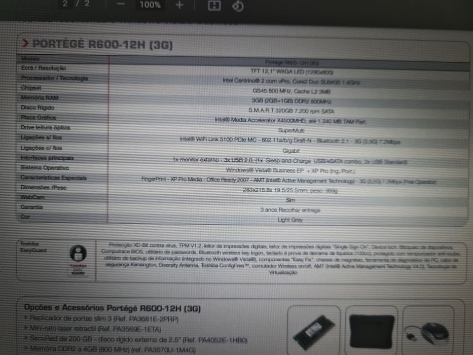 Toshiba Portégé R600-12H Laptop - Used64738839343746123