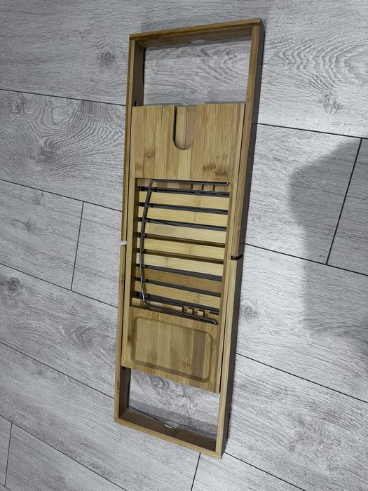 Bambusowa tacka do wanny kieliszek telefon tablet książka nowe