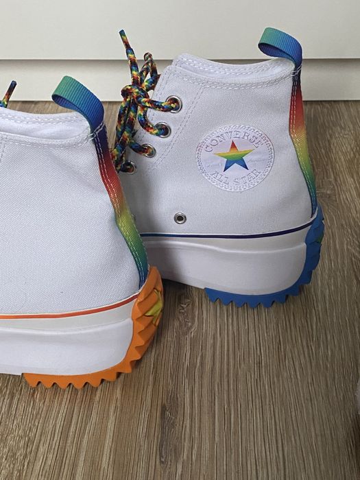 Buty converse białe tęczowe trampki wysokie