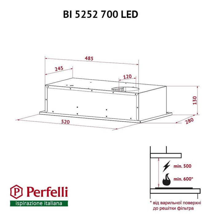 Вытяжка PERFELLI BI 5252 WH 700 LED