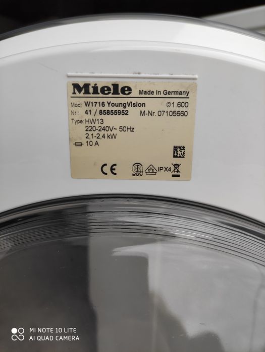 Pralka Miele Active Care W1740 Watercontrol System plaster miodu