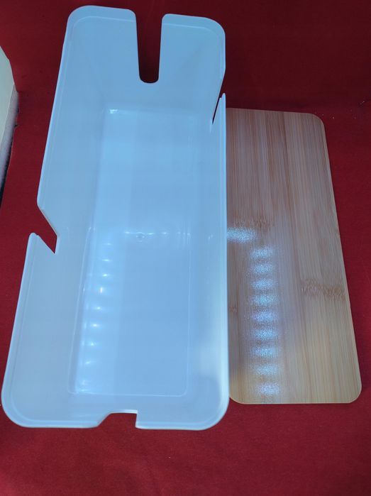 vfandv pudełko z pokrywą na kable organizer biały/drewniany plastik