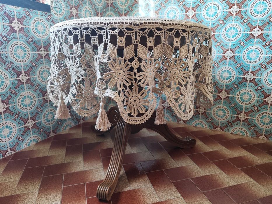 Toalha de renda redonda