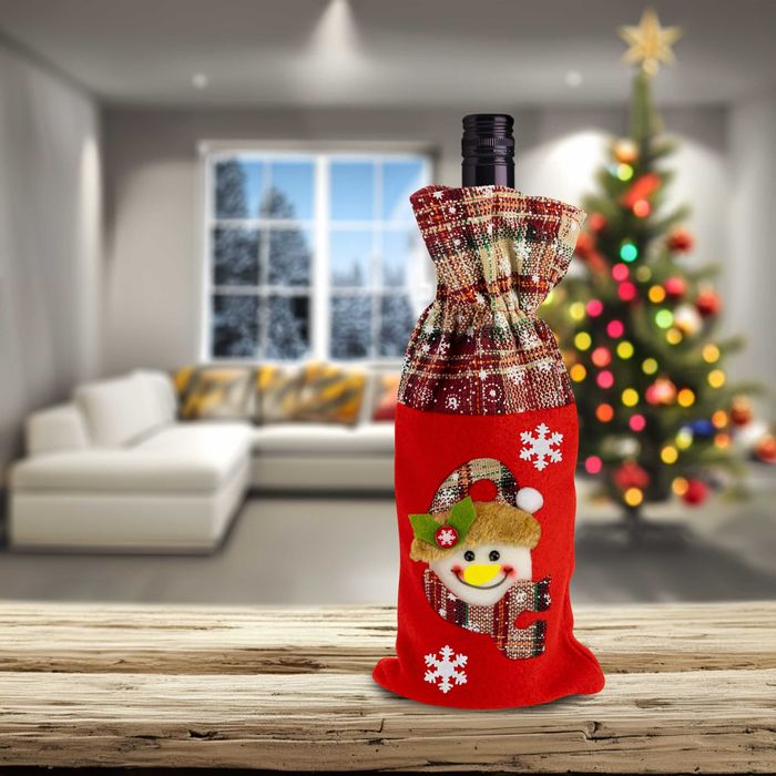 ŚWIĄTECZNY POKROWIEC Na Butelkę ETUI Wino Dekoracja Mikołaj 3 sztuki