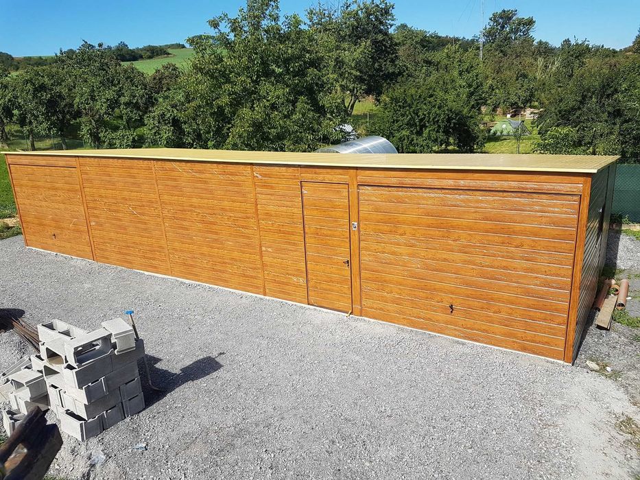 Blaszana hala 12×6m – złoty dąb jasny