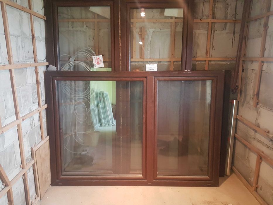 Okno,  PCV orzech białe z demontażu