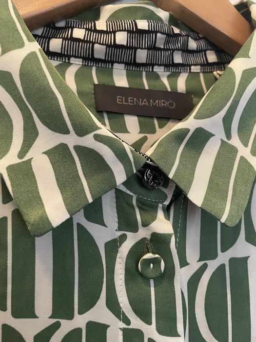 Vestido Novo Elena Mirò - Cetim Verde e branco XXL