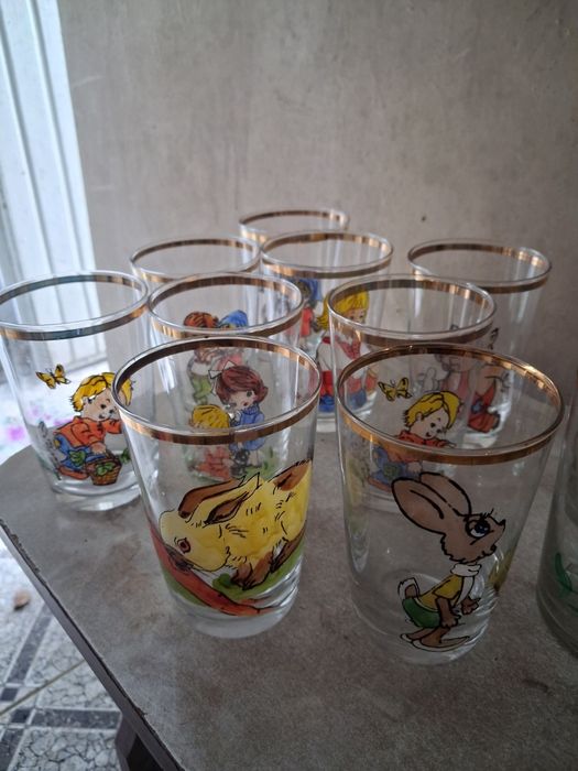 Szklanki ręcznie malowane PRL