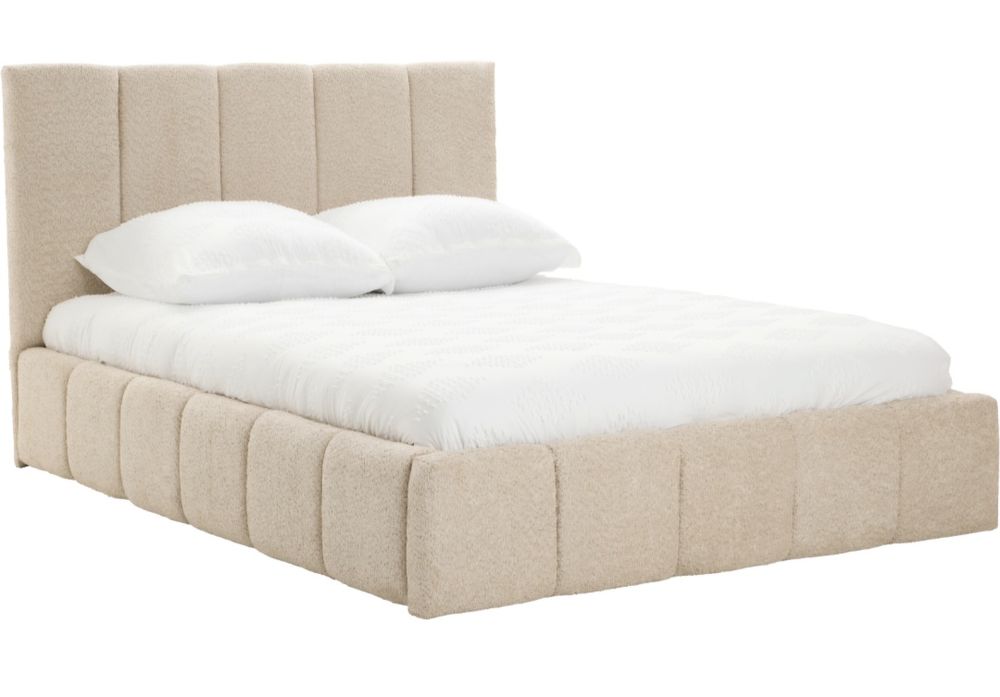 Lozko tapicerowane beżowe 180