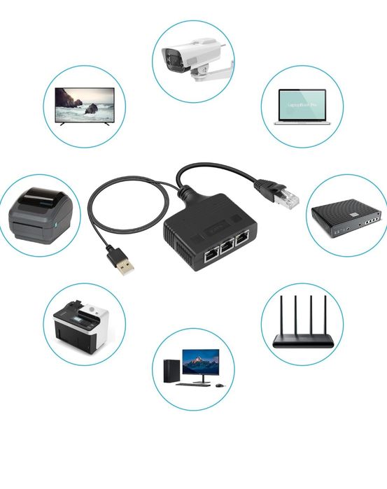 Adapter sieciowy, 1 do 3 rozdzielaczy Ethernet 1000 Mb/s