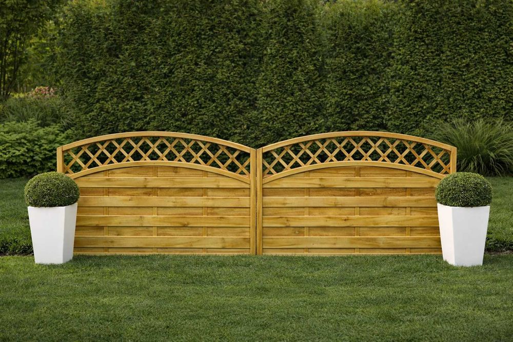 Pergole Płoty Drewniane Trejaż Płot 2 Łuki Wypukłe 180x130 Lamela Płot