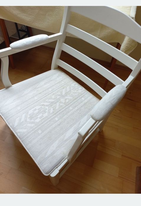 Biały fotel krzesło tron solidny drewno bdb