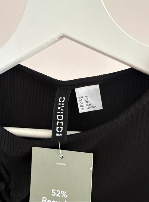 Sukienka dopasowana prążek rozcięcie wiązane H&M r.XS
