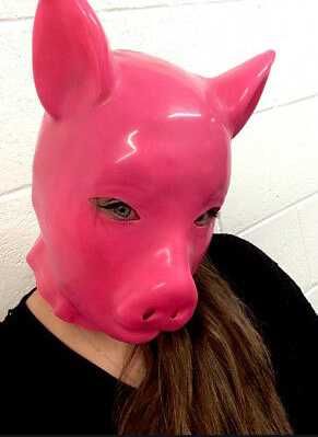 865/ OD RĘKI Sylwester Bal Teatr Maska świnka różowa L lateks guma 0,8